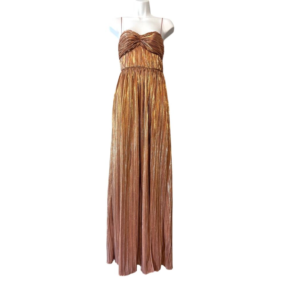 Lovers and Friends Sleeveless Emmy Rose Gold Pleated Maxi Gown XS